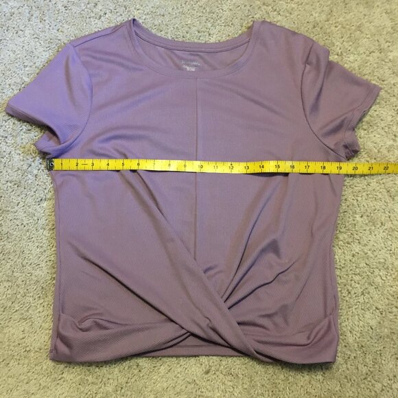 Spalding Lavender Ribbed Twist Hem Short Sleeve Sports Top - Picture 11 of 14